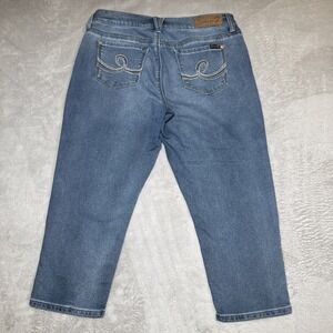 Seven‎ 7 Jeans Womens Size 10 Girlfriend Blue Stretch Design Faded Tapered